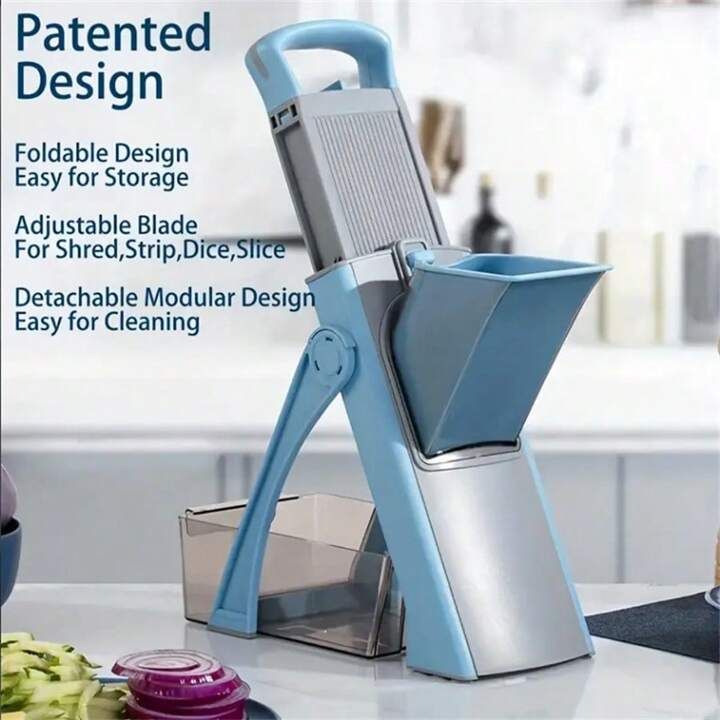 Brava Spring Vegetable Slicer Chopper | Manual Mandoline Cutter Grinder | Multi-Function Fruit & Vegetable Slicer