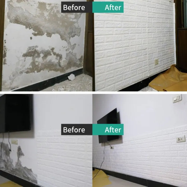 3D White Brick Wall Stickers Pic 2 | Self-Adhesive Waterproof Home Decor | Peel & Stick
