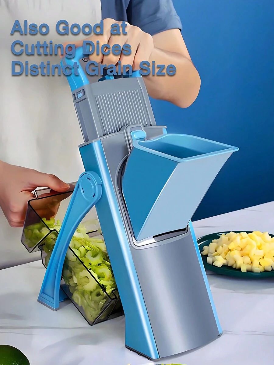 Brava Spring Vegetable Slicer Chopper | Manual Mandoline Cutter Grinder | Multi-Function Fruit & Vegetable Slicer