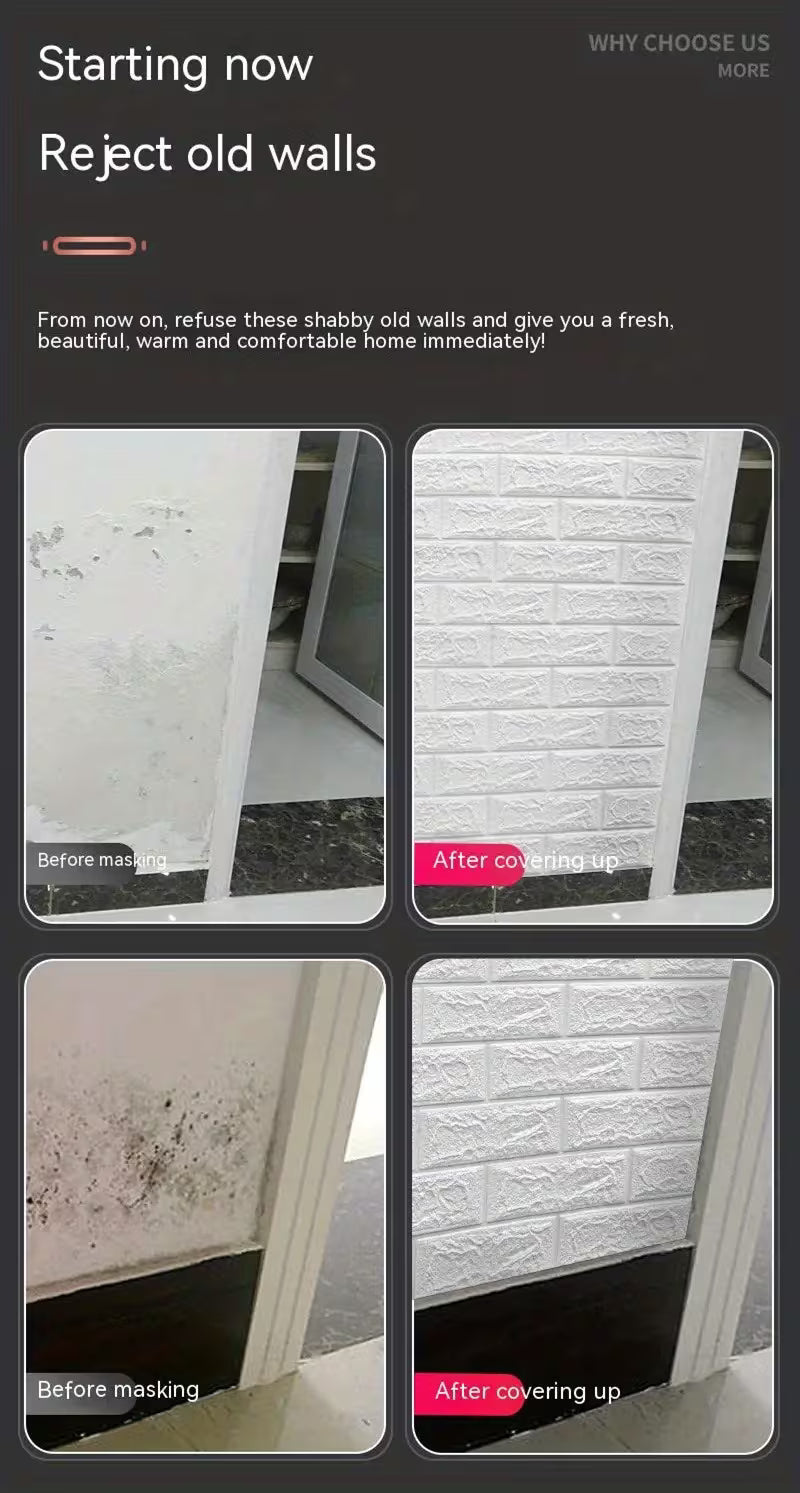 3D White Brick Wall Stickers Pic 2 | Self-Adhesive Waterproof Home Decor | Peel & Stick