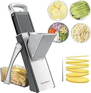 Brava Spring Vegetable Slicer Chopper | Manual Mandoline Cutter Grinder | Multi-Function Fruit & Vegetable Slicer