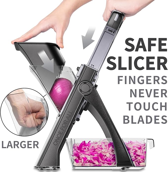 Brava Spring Vegetable Slicer Chopper | Manual Mandoline Cutter Grinder | Multi-Function Fruit & Vegetable Slicer