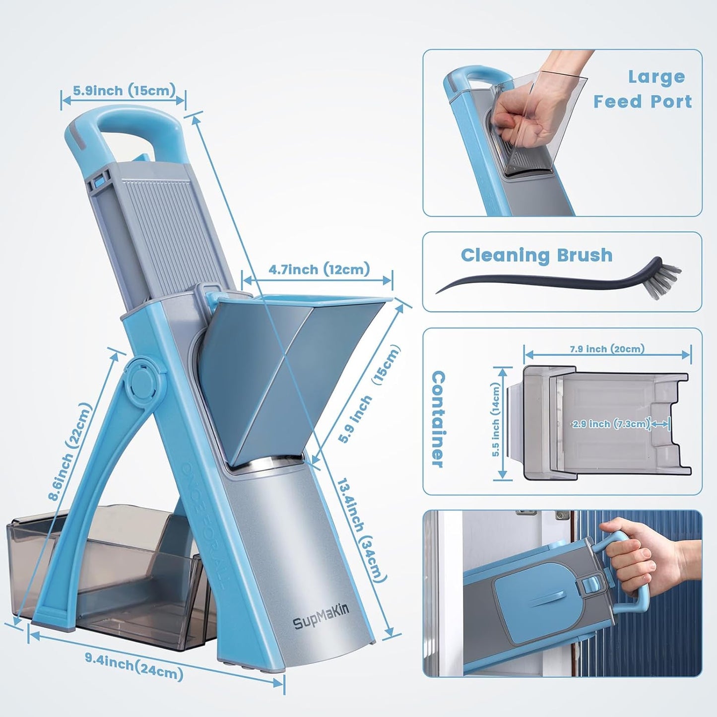 Brava Spring Vegetable Slicer Chopper | Manual Mandoline Cutter Grinder | Multi-Function Fruit & Vegetable Slicer