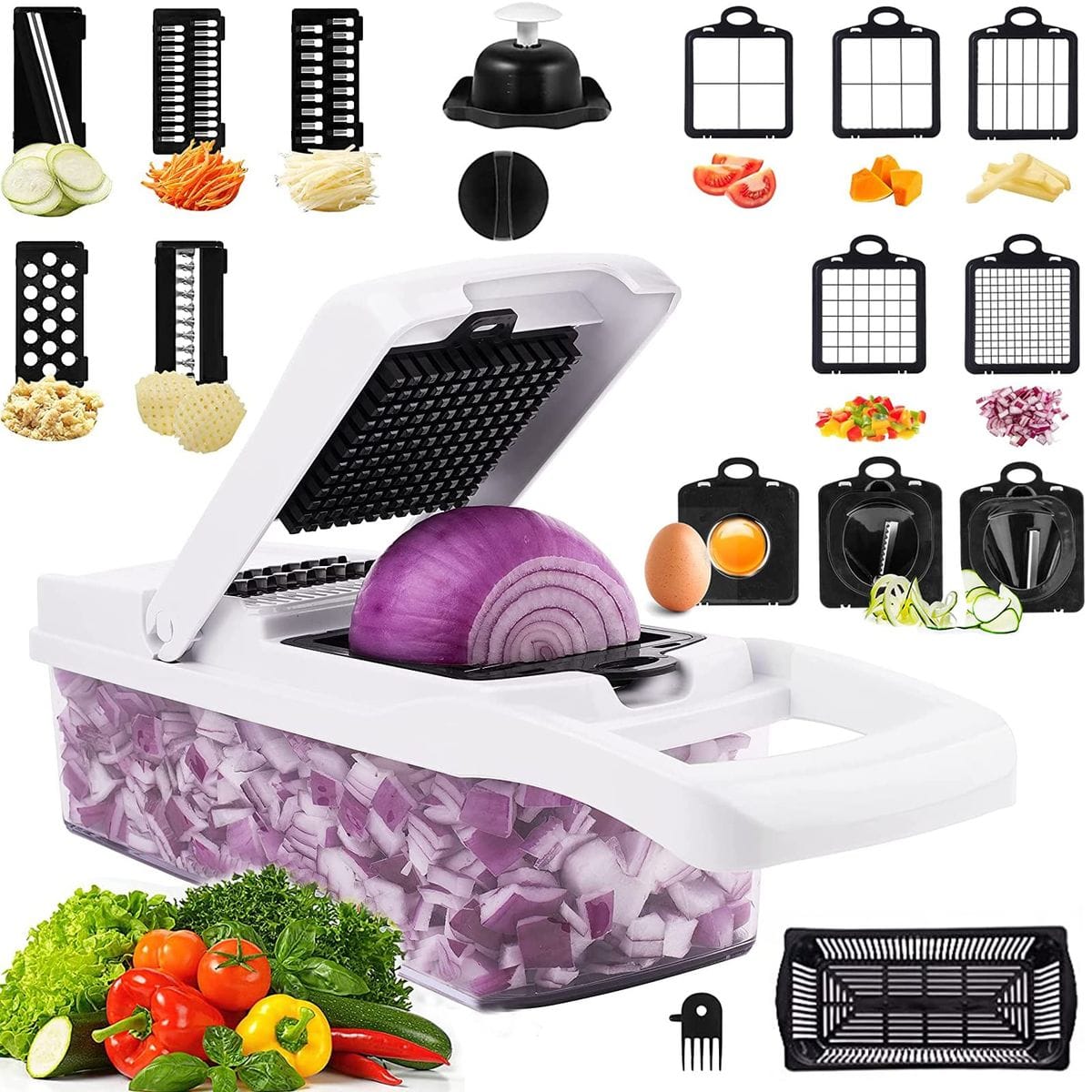 Vegetable Slicer Chopper | Manual Mandoline Cutter Grinder | Multi-Function Fruit & Vegetable Slic