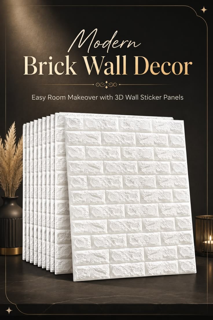 3D White Brick Wall Stickers Pic 2 | Self-Adhesive Waterproof Home Decor | Peel & Stick
