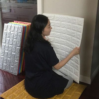 3D White Brick Wall Stickers Pic 2 | Self-Adhesive Waterproof Home Decor | Peel & Stick